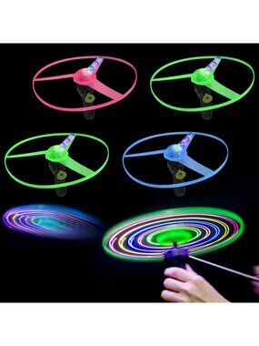 Glow in the Dark LED Flying Saucers - Light Up Outdoor Toys for Kids 4-12